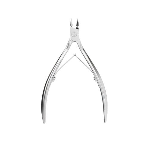 Cążki do skórek Victoria Vynn Cuticle Nippers z ostrzem 7 mm, srebrne narzędzie ze stali w ujęciu od frontu, z widoczną podwójną sprężyną