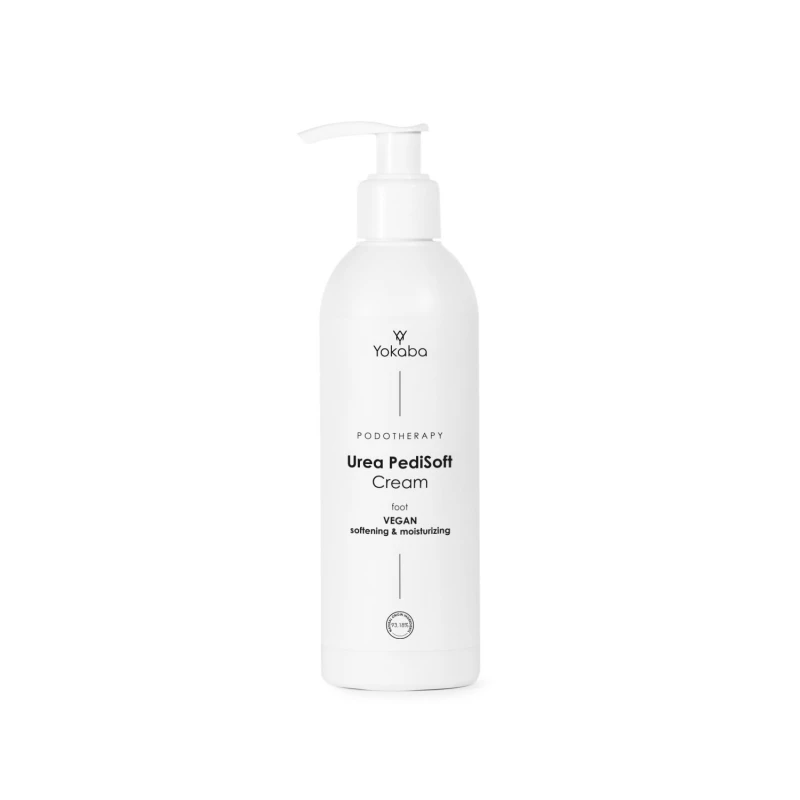 Yokaba Urea PediSoft Cream 240 ml - butelka z pompką, krem do stóp z 5% mocznikiem, packshot na białym tle