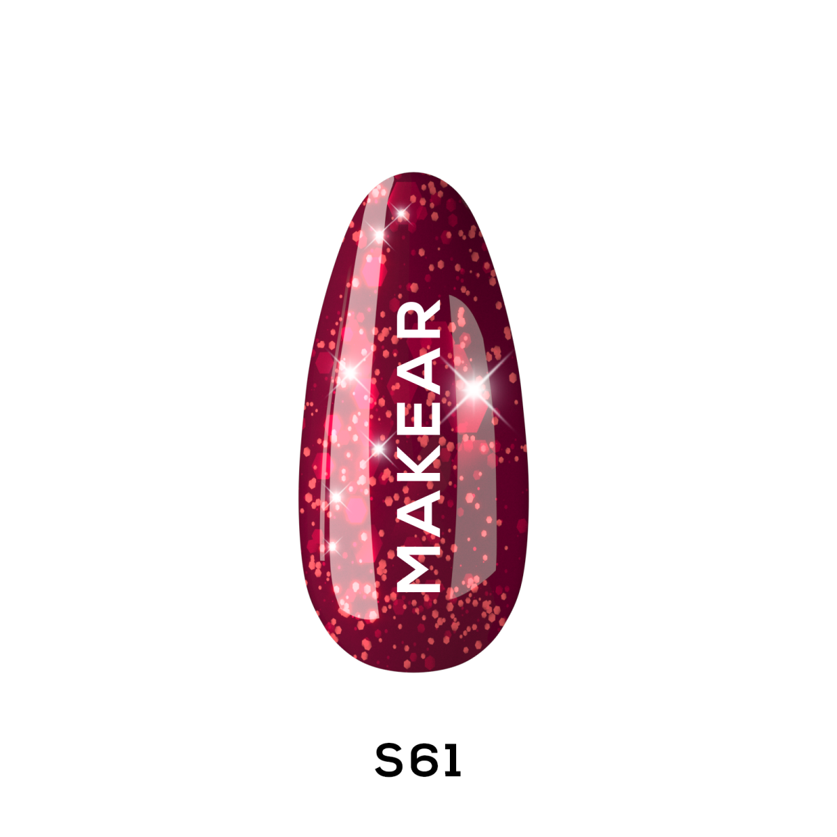 Lakier hybrydowy Makear S61 Cherry Star - wiśniowa czerwień z brokatem, 8 ml