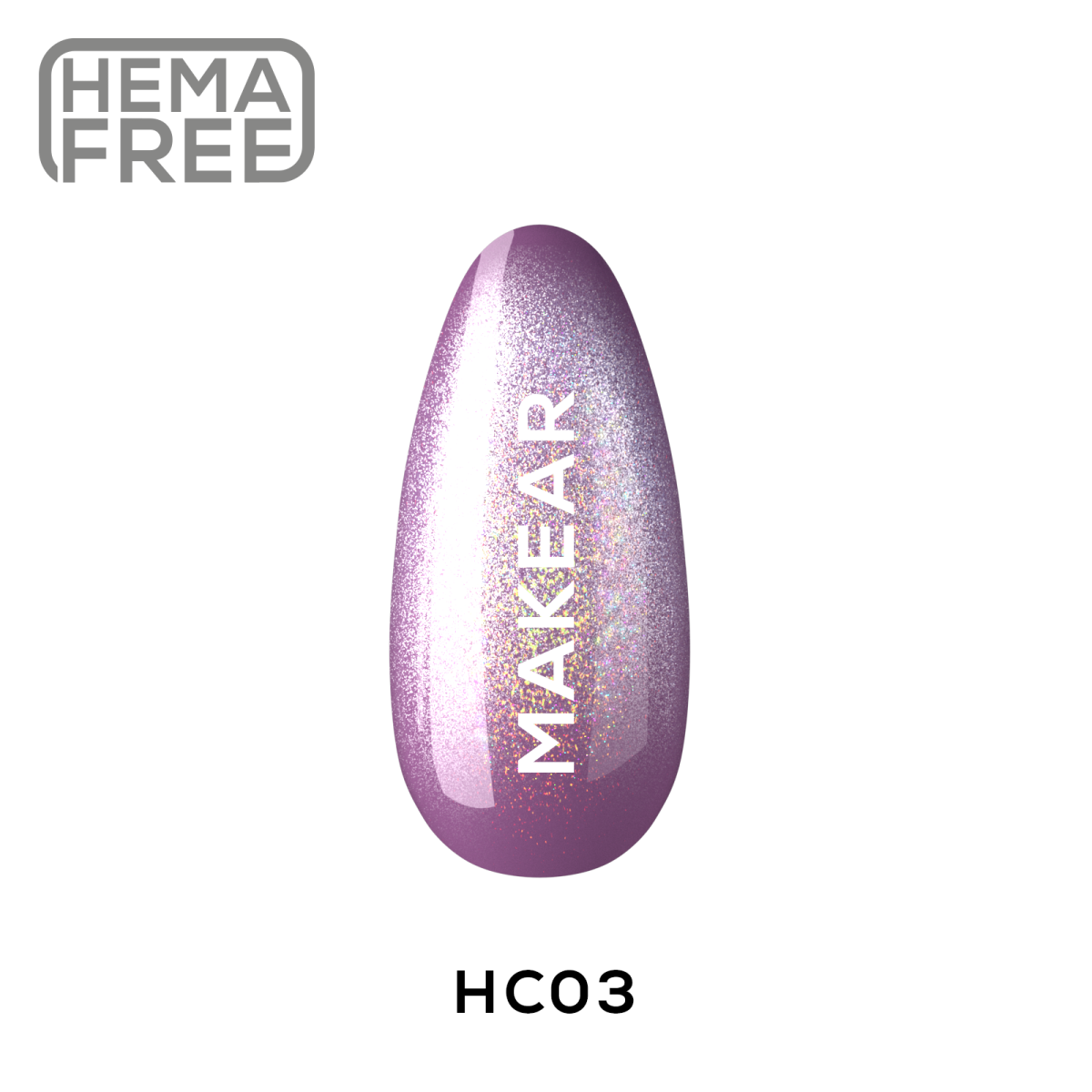 Makear lakier hybrydowy HC03 Holo Cat Eye - fioletowo-lila baza z magnetycznym cat eye i holo poświatą, 8 ml