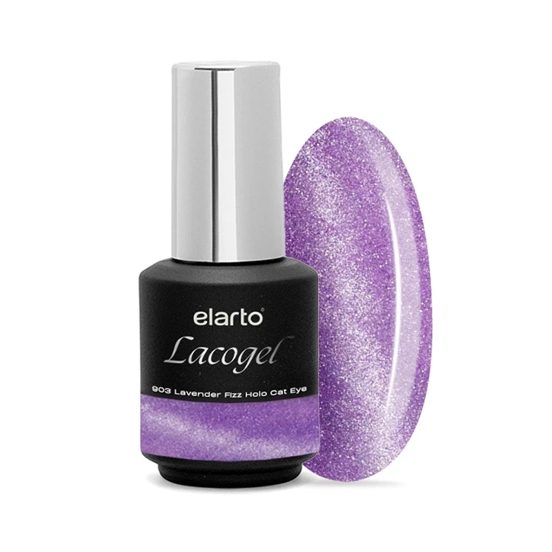 Lacogel Lavender Fizz Holo Cat Eye nr 903 7ml - półtransparentna lawenda, magnetyczny lakier hybrydowy z efektem holo cat eye