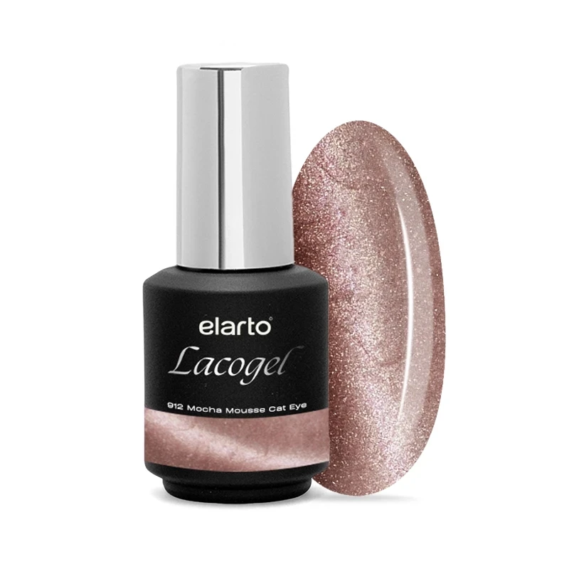 Lacogel Mocha Mousse Holo Cat Eye nr 912 7ml - czekoladowy brąz, magnetyczny lakier hybrydowy z efektem holo cat eye