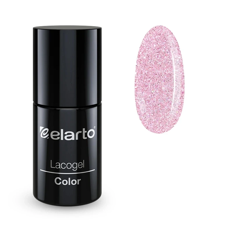Lacogel Arielle nr 679 - subtelny róż z holograficznymi drobinkami i tęczowymi refleksami fioletu