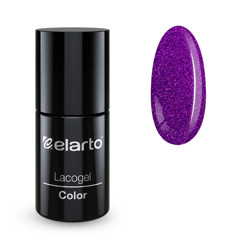 Elarto Lacogel Berry Christmas nr 648S 7ml - lakier hybrydowy, fiolet z różowo-purpurowym brokatem