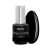 Elarto Lakier do stempli Stamp Nail Polish 02 Black 7 ml - czarna butelka ze srebrną nakrętką i etykietą 02 Black obok owalnego wzornika w kolorze głębokiej czerni