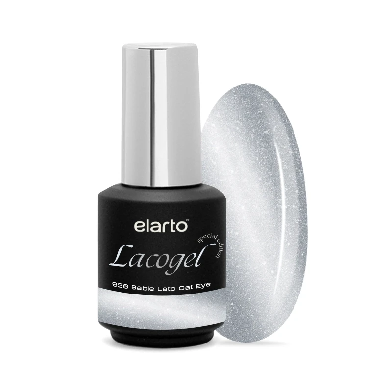 Lacogel Babie Lato Cat Eye nr 926 7ml - srebrzysty lakier hybrydowy z efektem cat eye, edycja specjalna