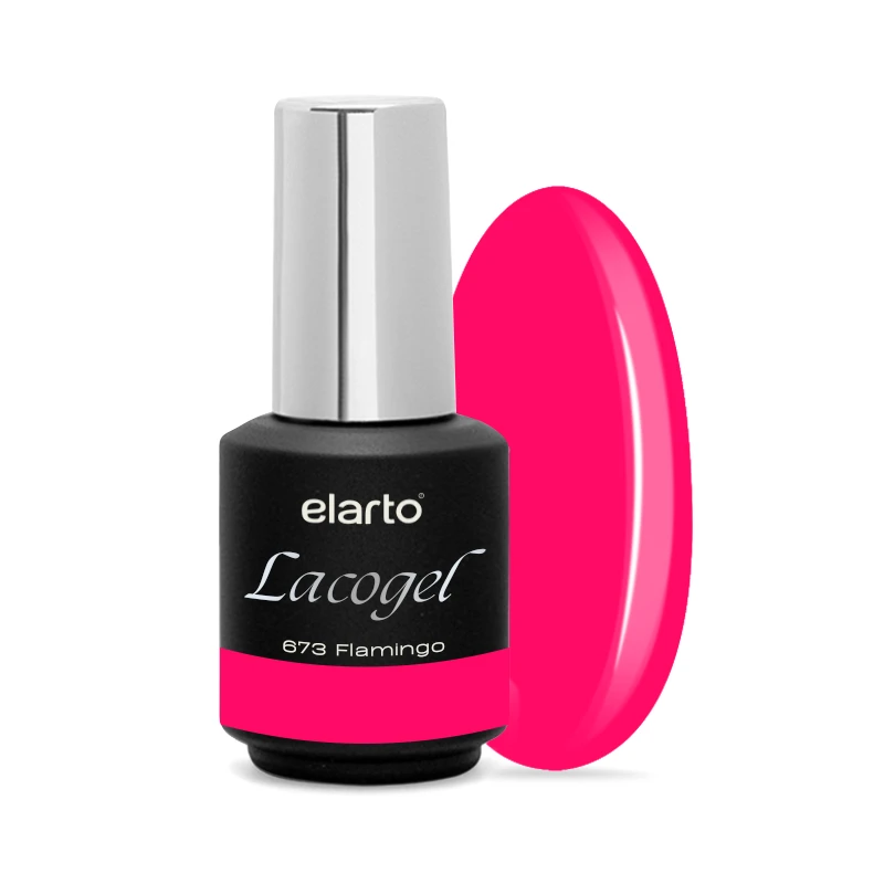 Elarto Lacogel Flamingo nr 673S 7 ml - kremowy lakier hybrydowy, soczysty flamingowy róż