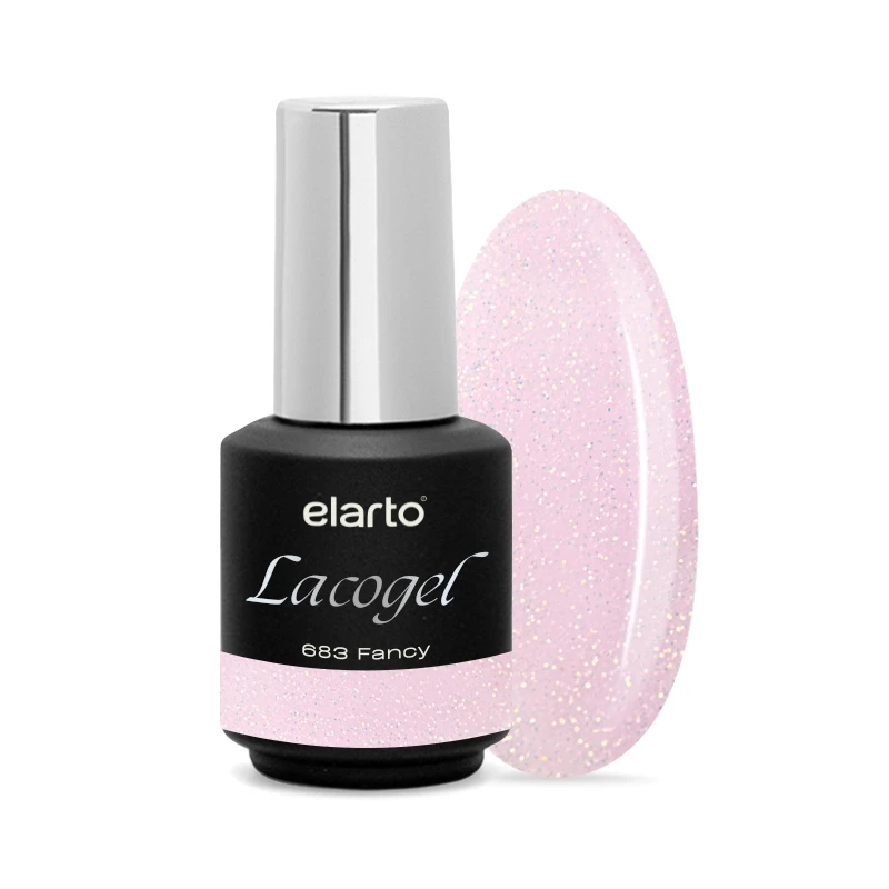 Elarto Lacogel Fancy nr 683 7ml - lakier hybrydowy, lila-róż z blaskiem złotych drobinek