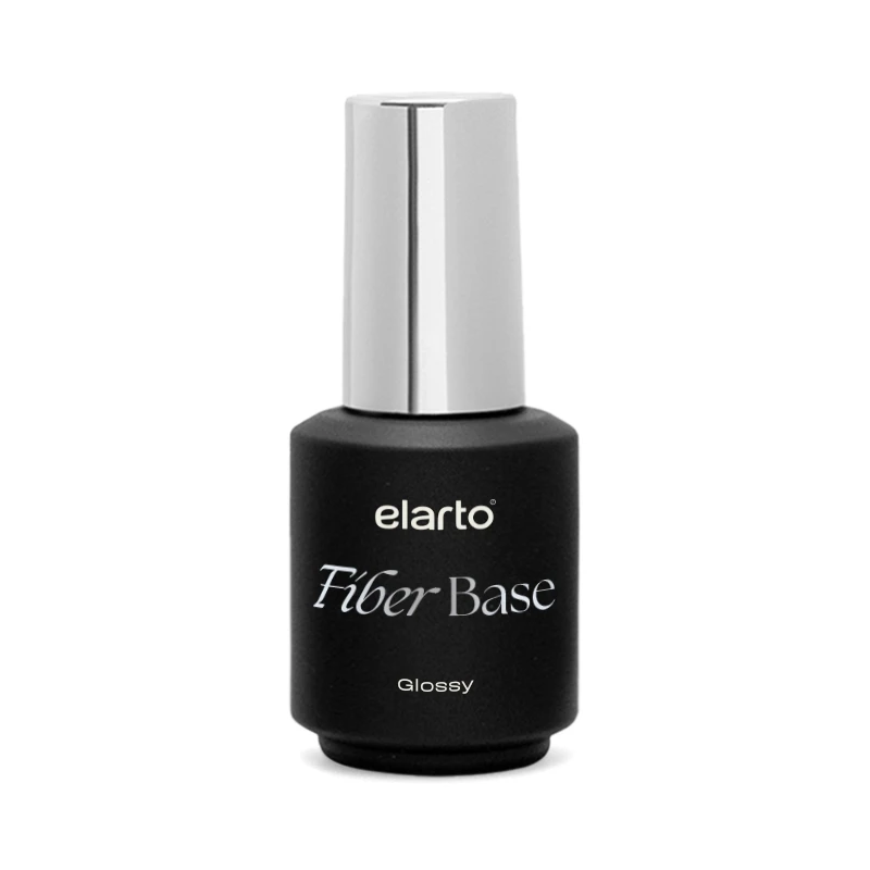 Elarto Elastic Fiber Base Glossy 7 ml - bezbarwna baza hybrydowa z włóknami fiberglass wzmacniająca cienkie i łamliwe paznokcie
