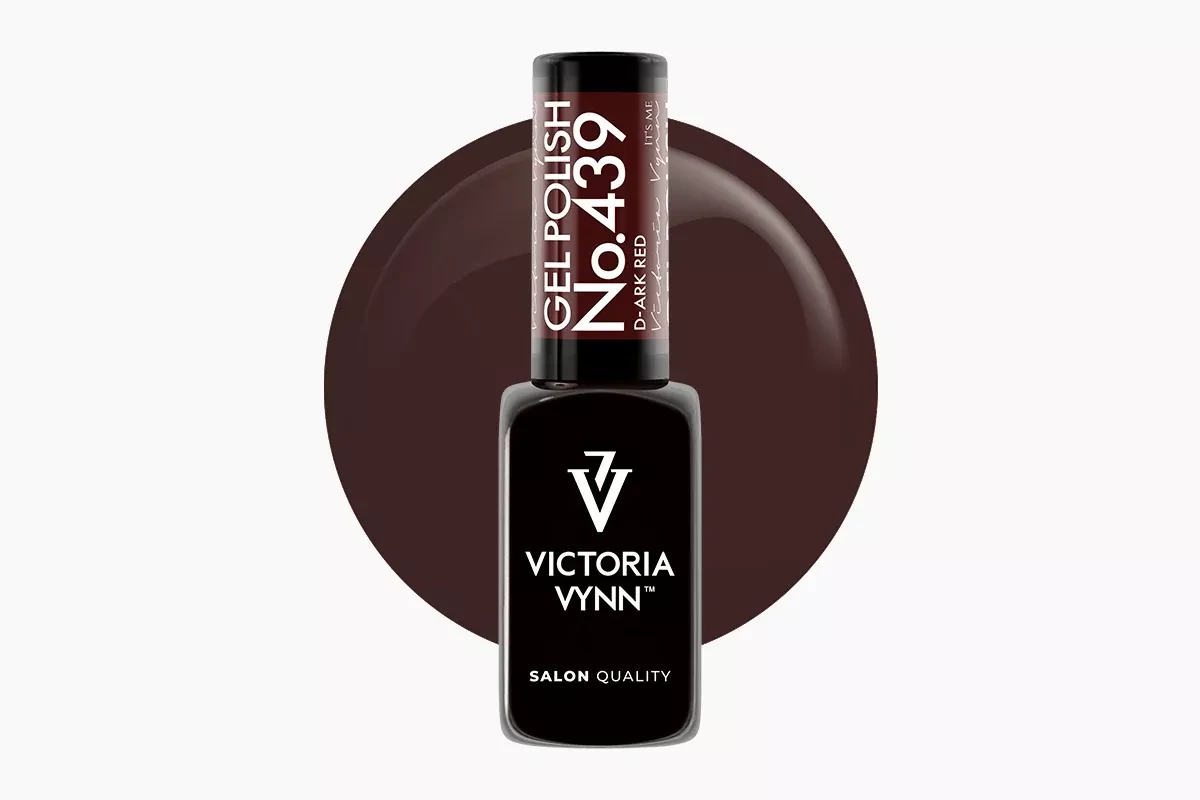 Lakier hybrydowy Victoria Vynn 439 d-Ark Red 8 ml - butelka czekoladowo-bordowej czerwieni z kolekcji Lady In Red