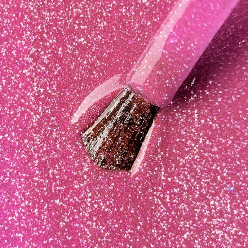 Lacogel Pink Flasher nr 665 - zbliżenie na różowy drobny brokat flash