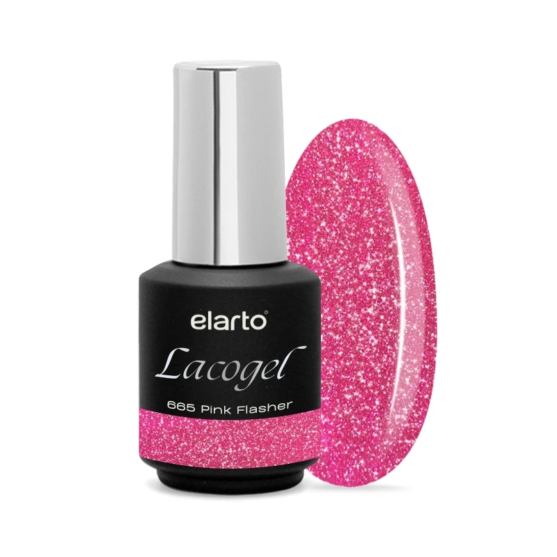Lacogel Pink Flasher nr 665 - różowa baza z drobnym multi-brokatem o efekcie flash