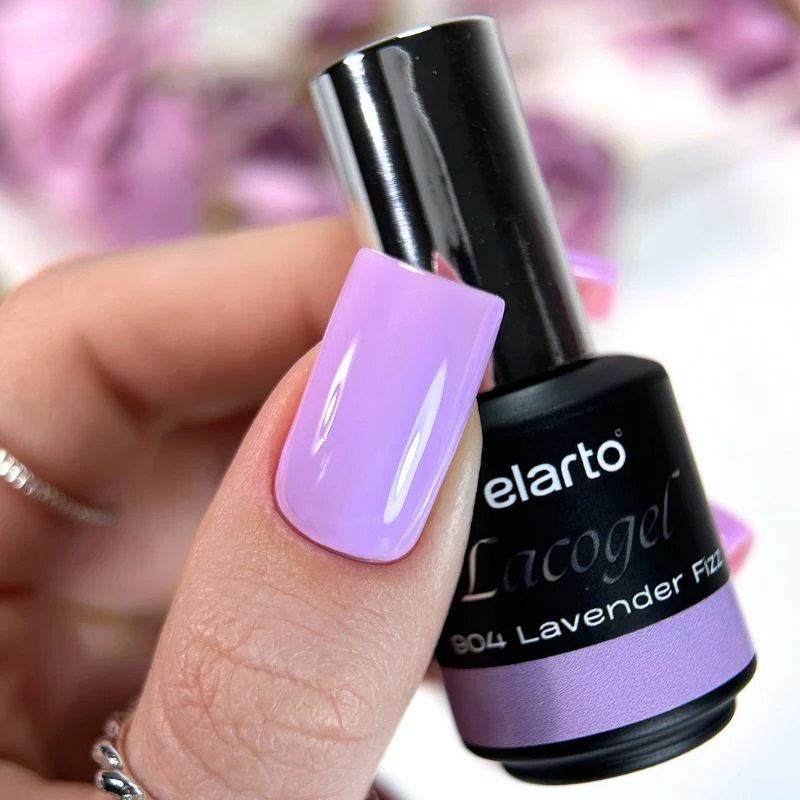 Elarto Lacogel Lavender Fizz nr 904 7ml - stylizacja paznokci w lawendowym neopastelu, kremowe wykończenie