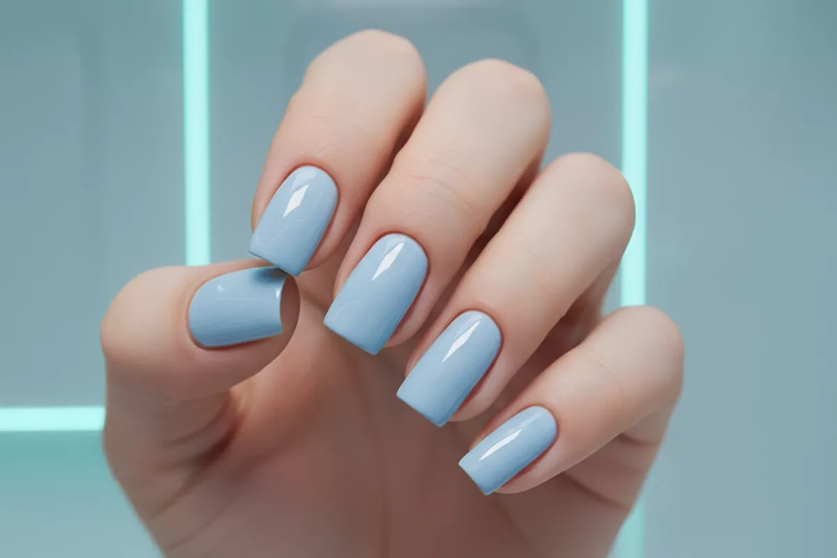 Swatch koloru lakieru hybrydowego Victoria Vynn Pure 275 LABlue na paznokciach
