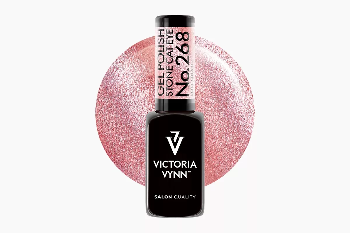 Lakier hybrydowy Victoria Vynn Gel Polish Cat Eye No. 268 Rose Quartz 8 ml - przygaszony, brudny róż z fioletowym tonem i magnetyczną smugą cat eye