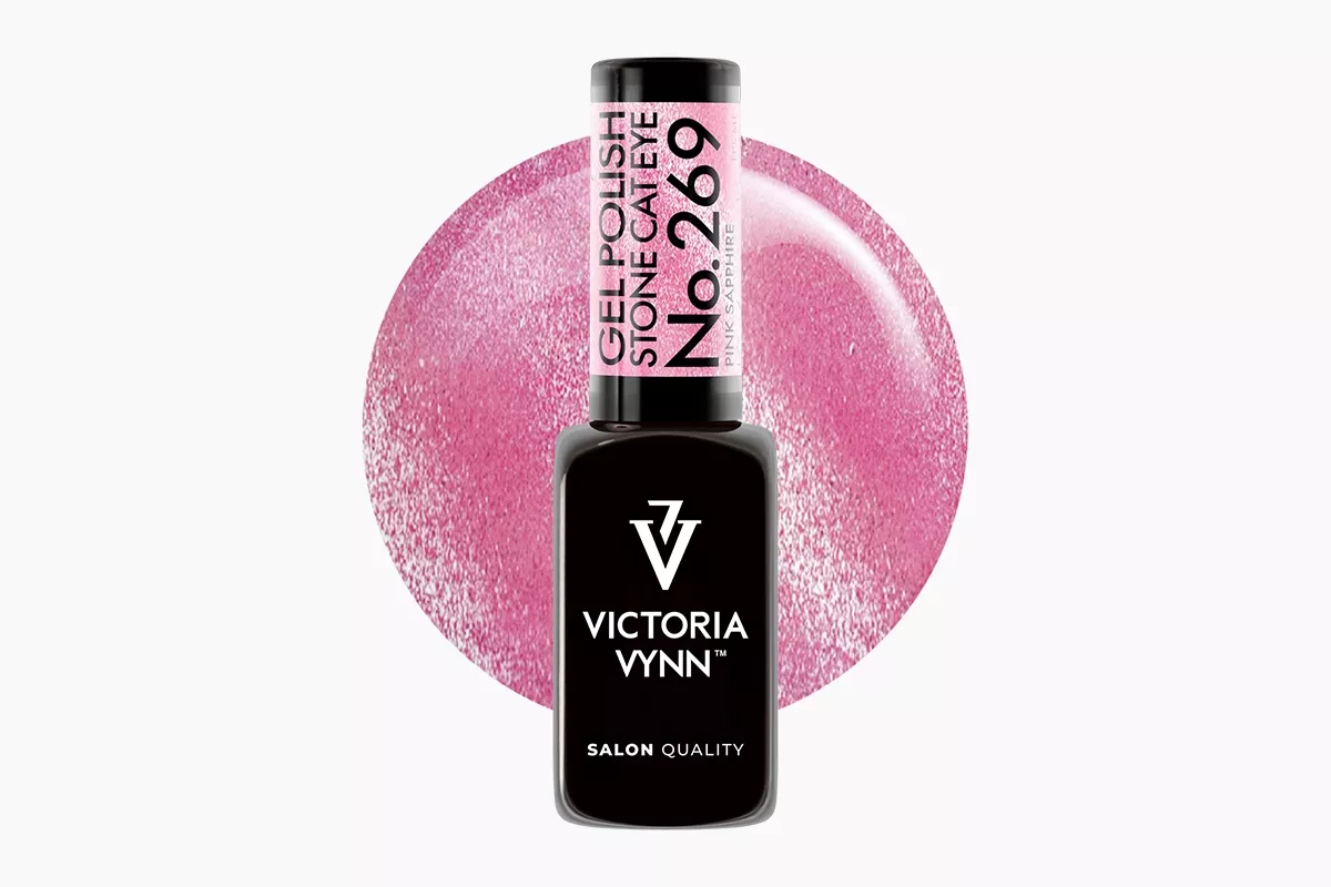 Lakier hybrydowy Victoria Vynn Gel Polish Cat Eye No. 269 Pink Sapphire 8 ml - głęboki fiolet z magnetyczną smugą cat eye