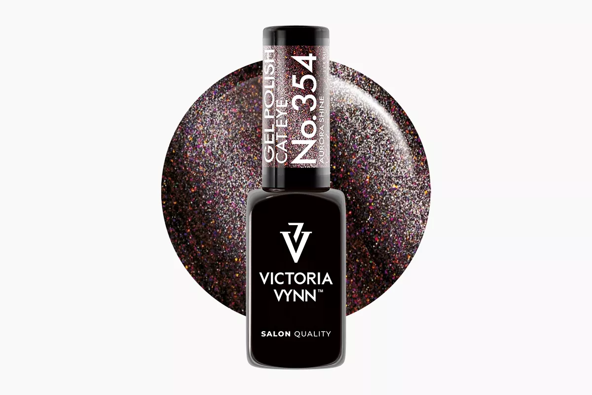 Lakier hybrydowy Victoria Vynn Gel Polish Cat Eye No. 354 Aurora Shine 8 ml - niejednoznaczny róż multichrome z magnetyczną smugą cat eye