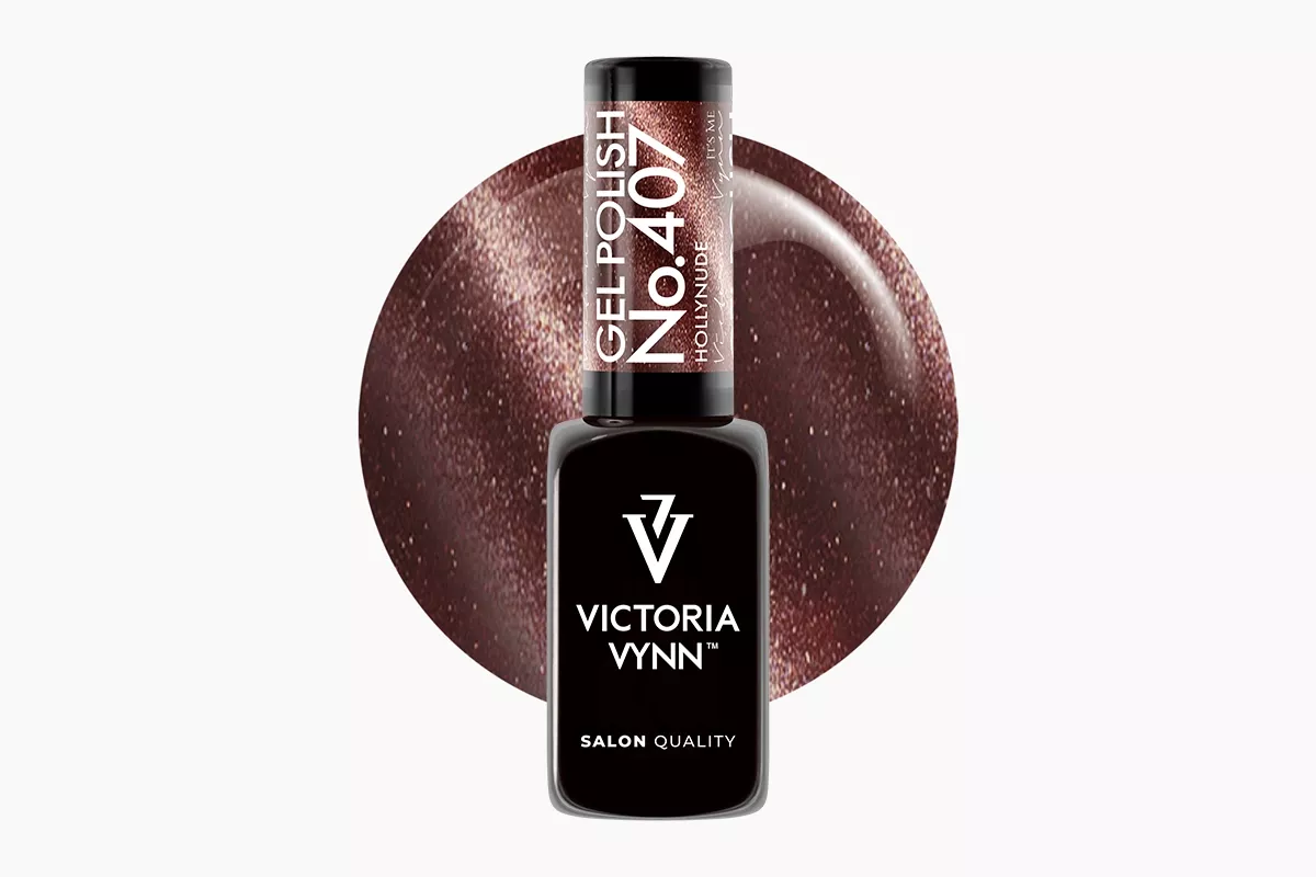 Lakier hybrydowy Victoria Vynn 407 Hollynude 8 ml - butelka ciepłego beżowo-brązowego machoniu