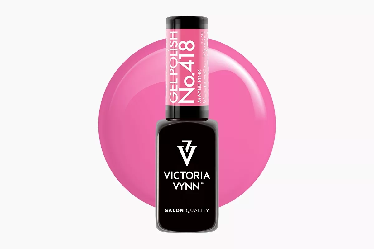 Lakier hybrydowy Victoria Vynn Gel Polish 418 Maybe Pink 8 ml - neonowy jaskrawy róż, soczyste pełne krycie