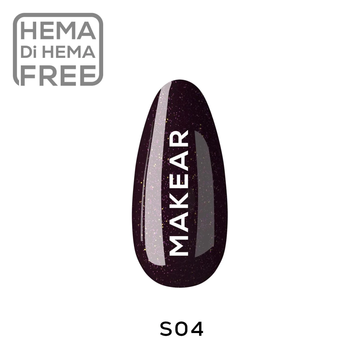 Makear lakier hybrydowy S04 - ciemny bakłazan/burgund  zdjecie 1, 8 ml