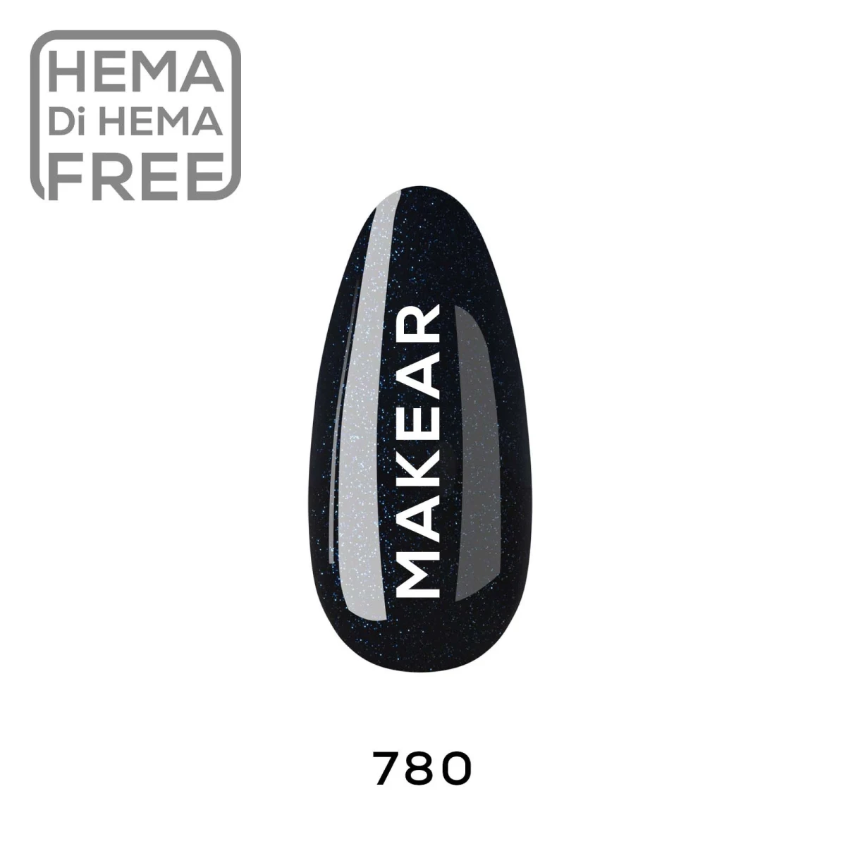 Makear lakier hybrydowy 780 Glamour - granat z niebieską iskrą pod światłem, 8 ml