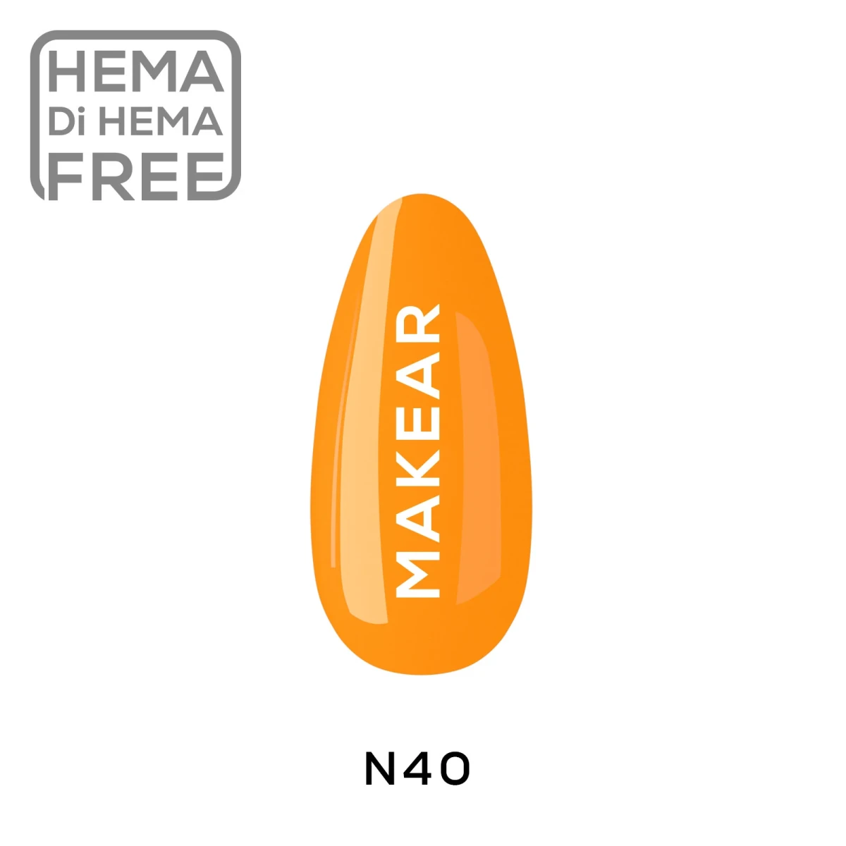 Makear N40 pastelowy neonowy pomarańcz - swatch koloru, Neon Candy 8 ml