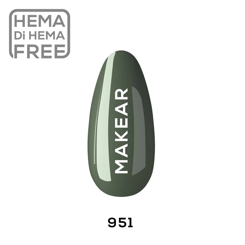 Makear lakier hybrydowy nr 951 Naomi oliwkowa zieleń - swatch koloru