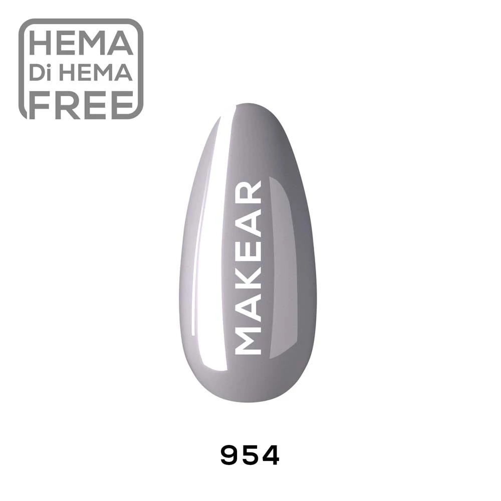 Makear lakier hybrydowy nr 954 Cindy jasny szary - swatch koloru