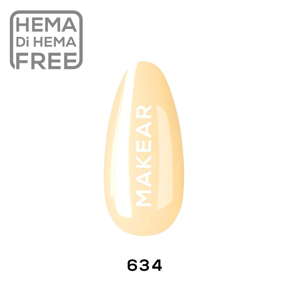 Bladożółty waniliowy pastel - lakier hybrydowy Makear nr 634, swatch koloru, 8 ml HEMA FREE