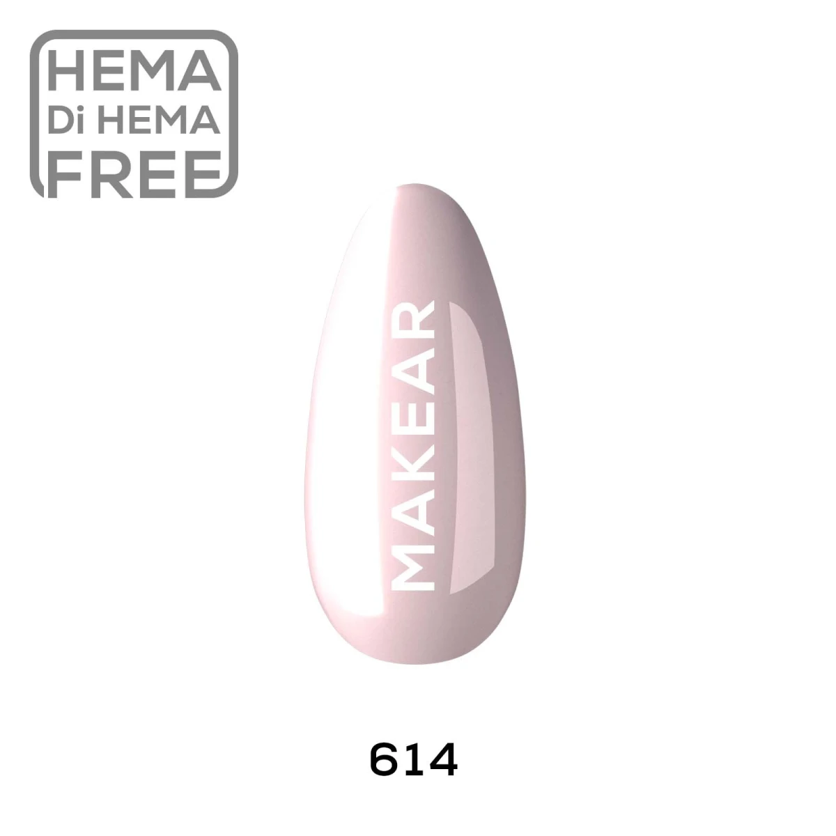 Pastelowy pudrowy róż - lakier hybrydowy Makear nr 614, swatch koloru, 8 ml HEMA FREE