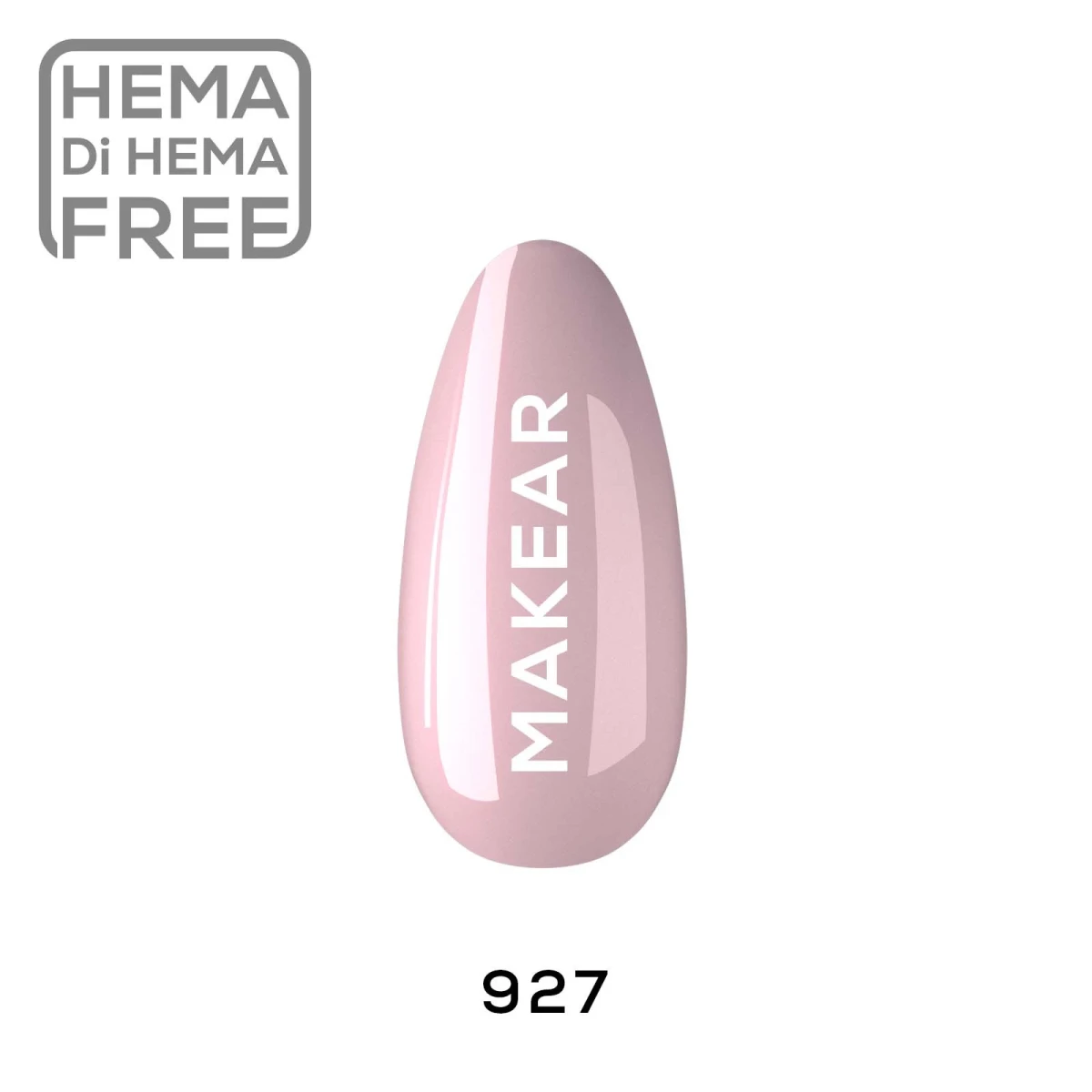 Pastelowy brudny róż / nude - lakier hybrydowy Makear nr 927, swatch koloru, 8 ml HEMA FREE