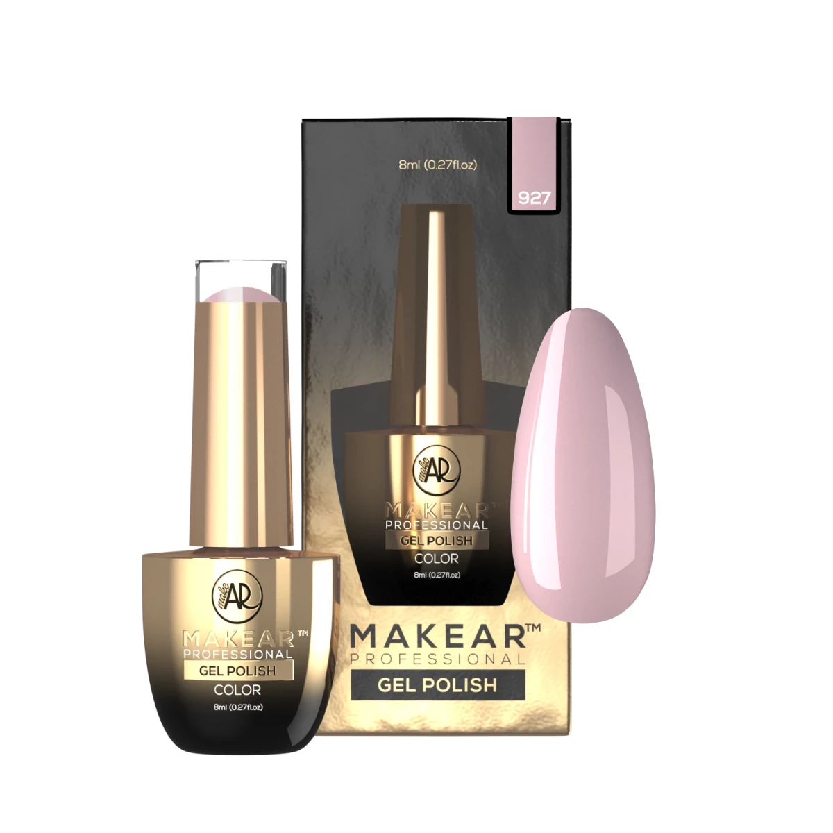 Pastelowy brudny róż / nude - lakier hybrydowy Makear nr 927, zdjęcie 2, 8 ml