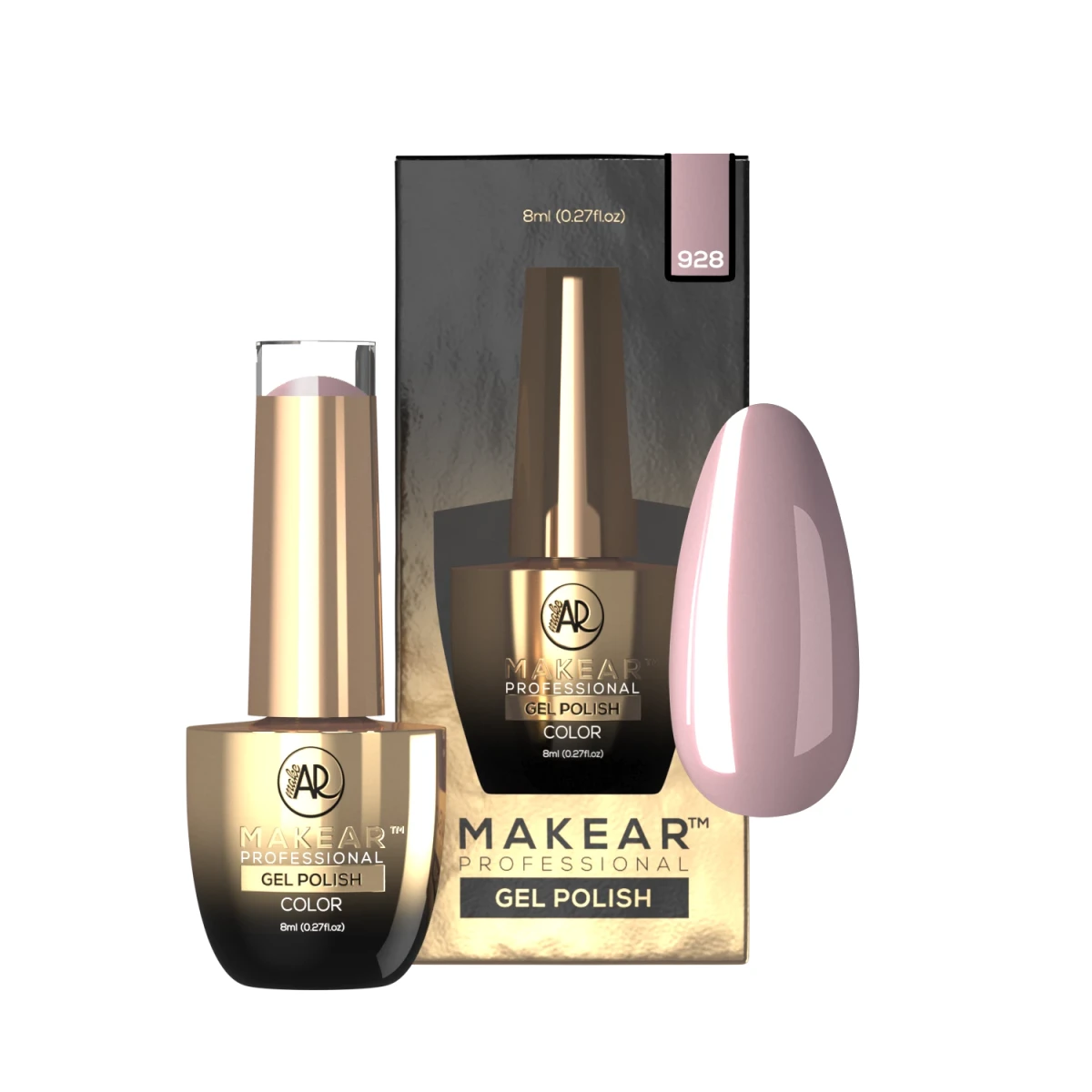 Różowy nude / mauve - lakier hybrydowy Makear nr 928, zdjęcie 2, 8 ml