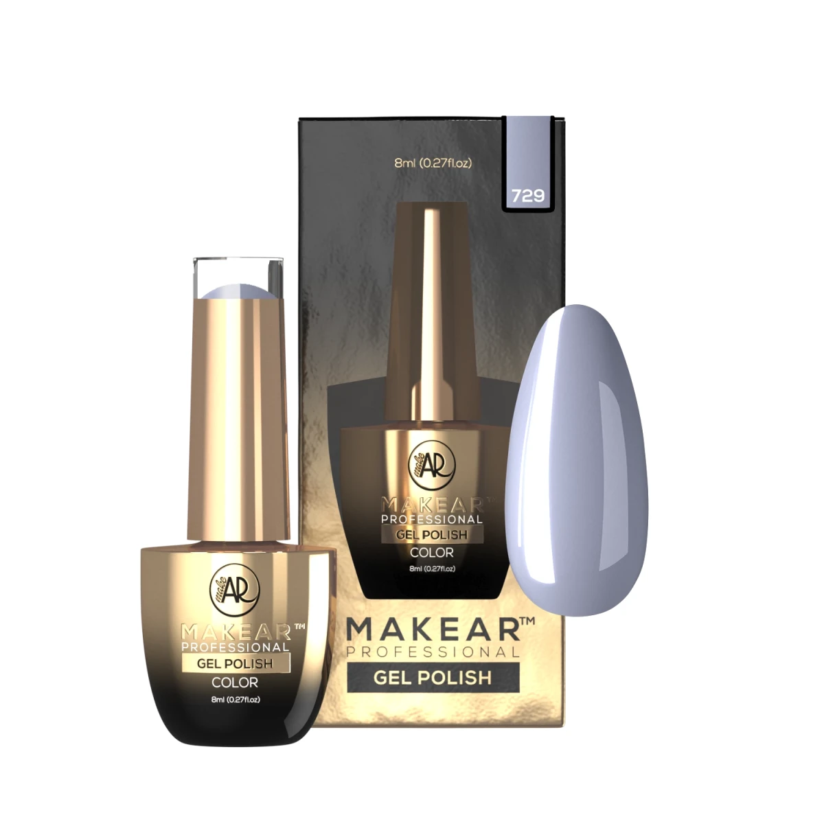 Makear lakier hybrydowy nr 729 chłodny szaro-błękitny denim - zdjęcie 2, 8 ml