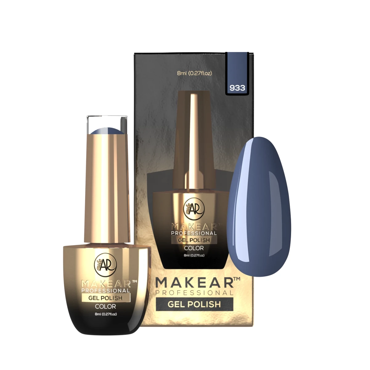 Makear lakier hybrydowy nr 933 przygaszony niebiesko-szary - zdjęcie 2, 8 ml