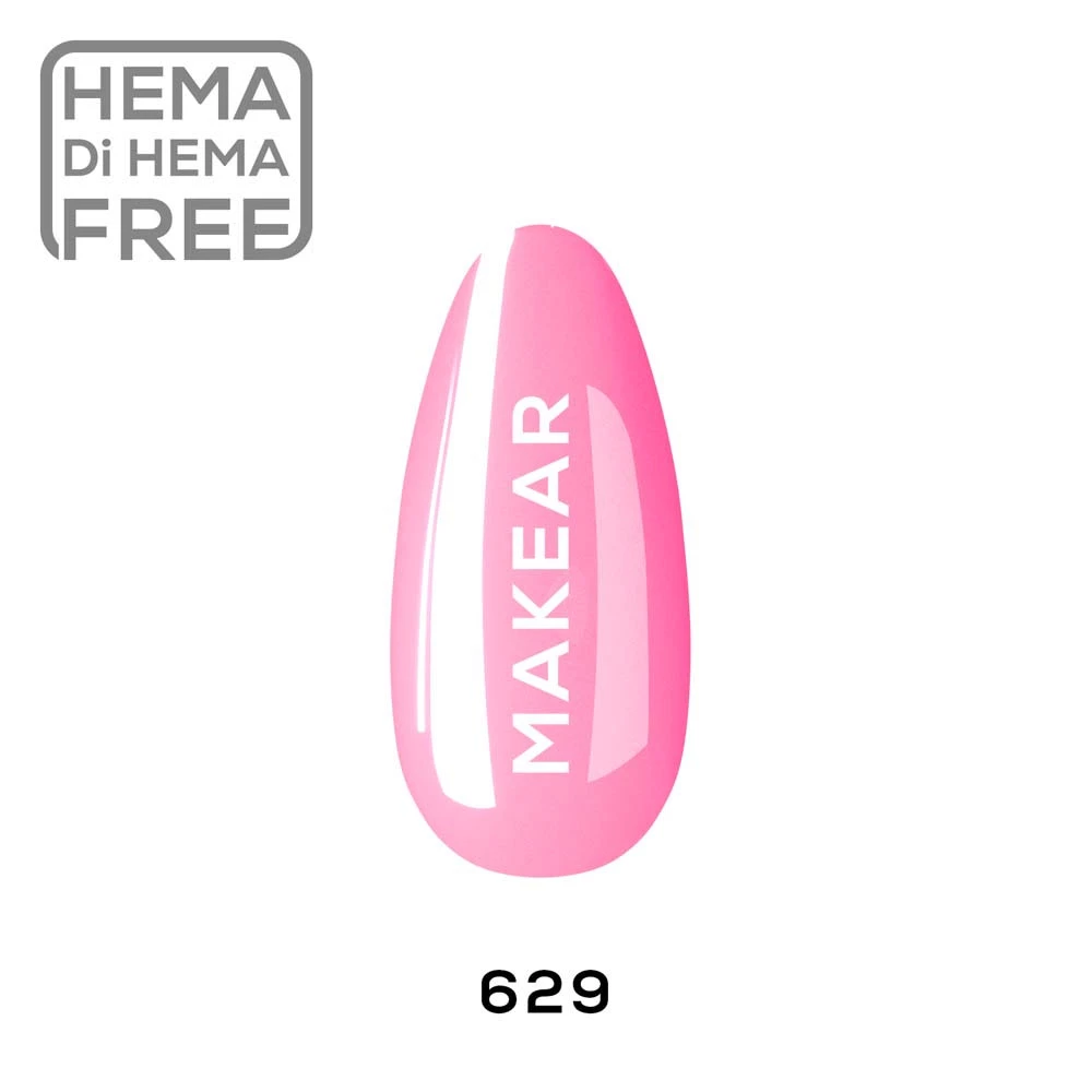 Makear lakier hybrydowy 629 Peony - soczysty róż na paznokciach, zdjęcie 1, 8 ml