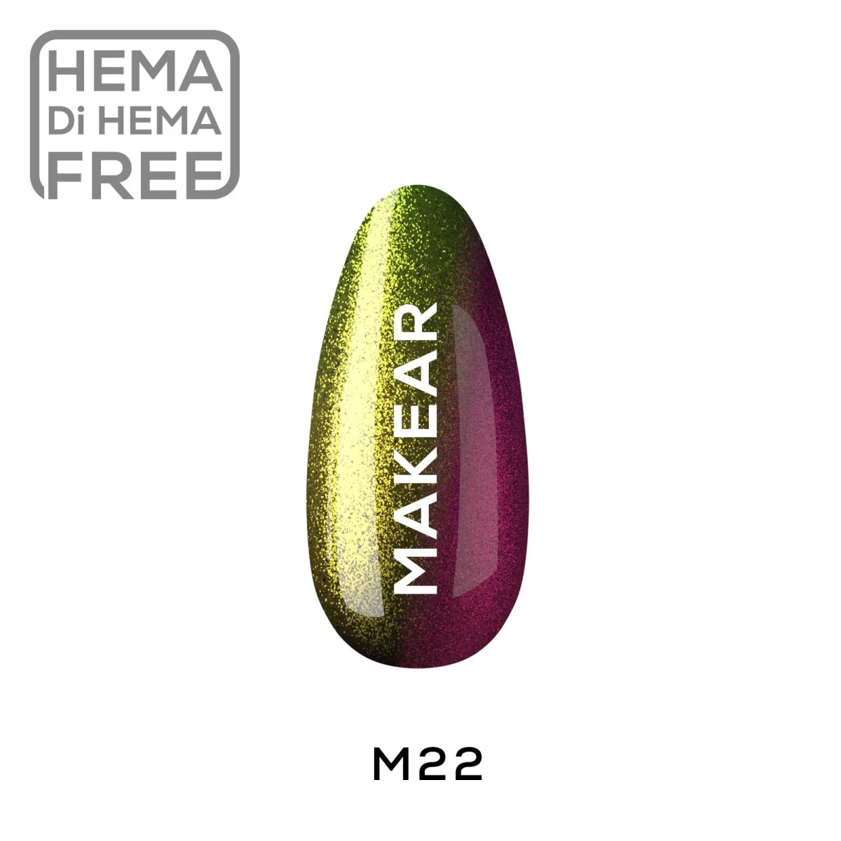 Makear M22 Illusion - swatch, złoto i zieleń mieniące się w magentę, 8 ml HEMA FREE