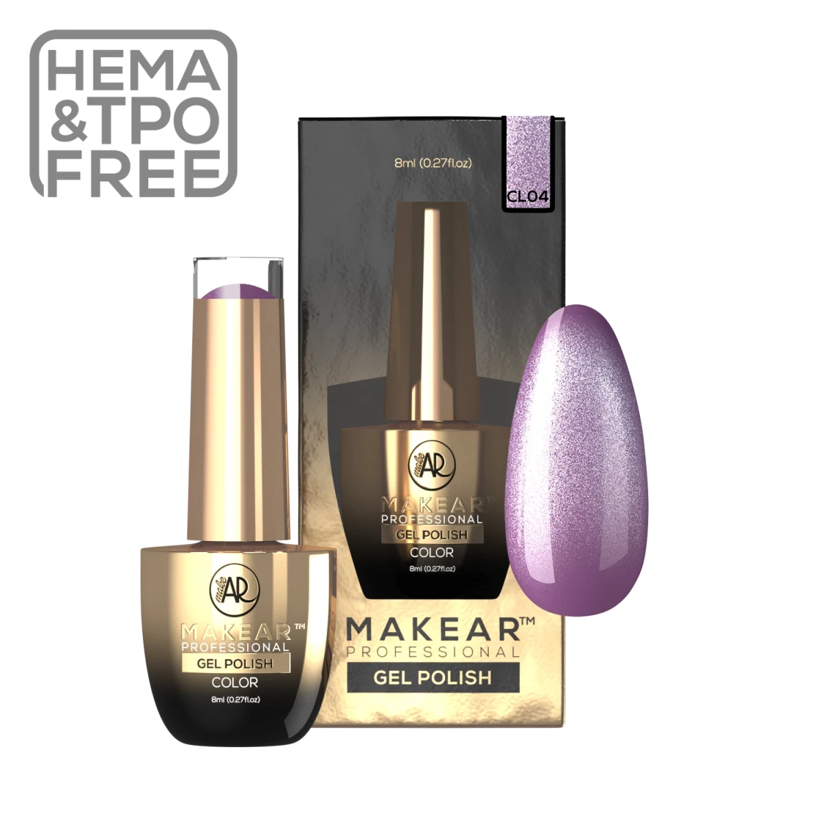 Makear CL04 Paris Midnight, butelka lakieru hybrydowego w liliowym fiolecie, 8 ml
