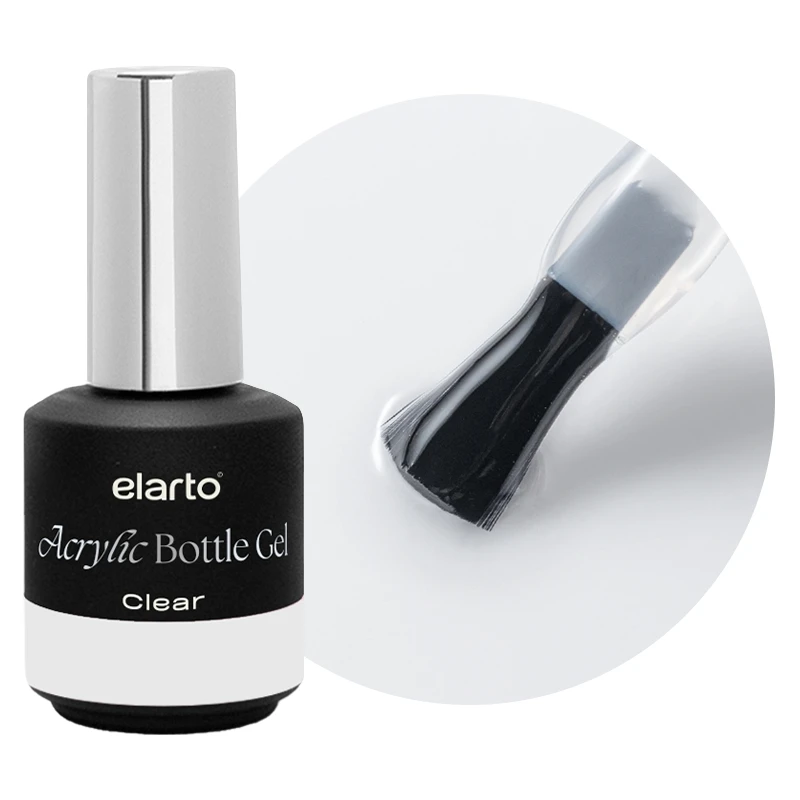 Elarto Acrylic Bottle Gel Clear 15 ml - bezbarwny akrylożel w butelce, makro przejrzystej konsystencji
