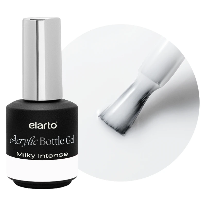 Acrylic Bottle Gel Milky Intense 15 ml - mlecznobiały akrylożel w butelce, makro koloru i konsystencji