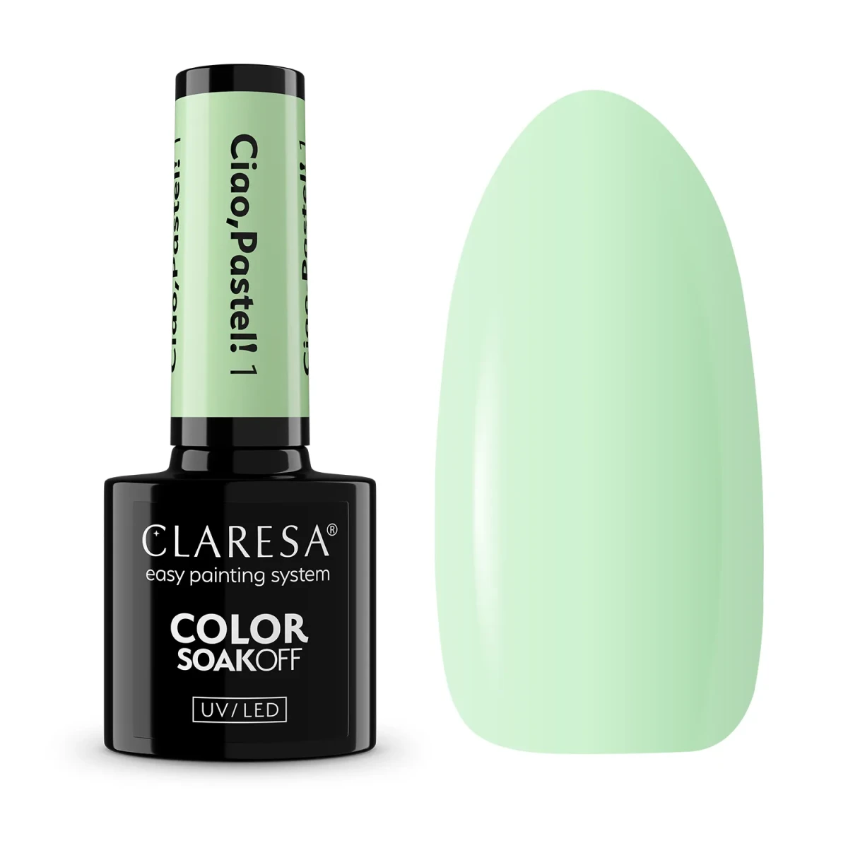 Claresa Ciao Pastel 1 - pastelowa miętowa hybryda soak off 5 g, packshot butelki
