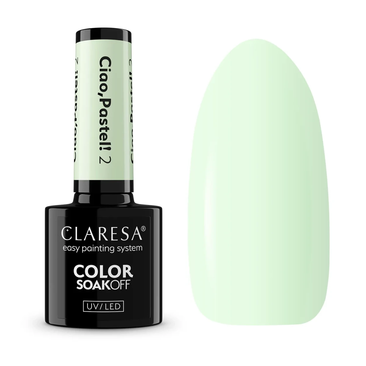 Claresa Ciao Pastel 2 - pastelowa mięta hybryda soak off 5 g, packshot butelki