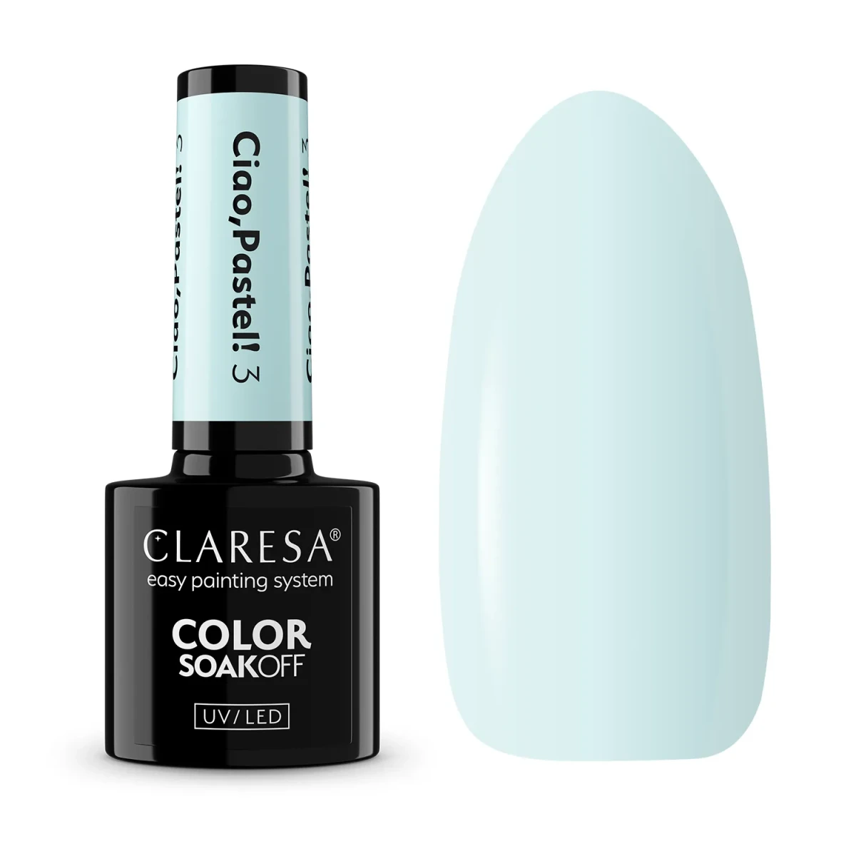 Claresa Ciao Pastel 3 - pastelowa błękitna hybryda soak off 5 g, packshot butelki