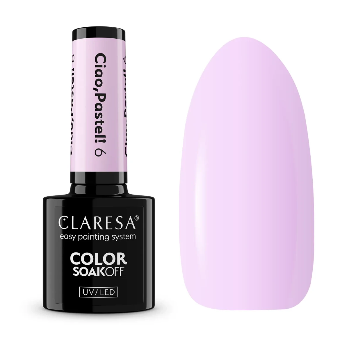 Claresa Ciao Pastel 6 - pastelowa lawendowa hybryda soak off 5 g, packshot butelki