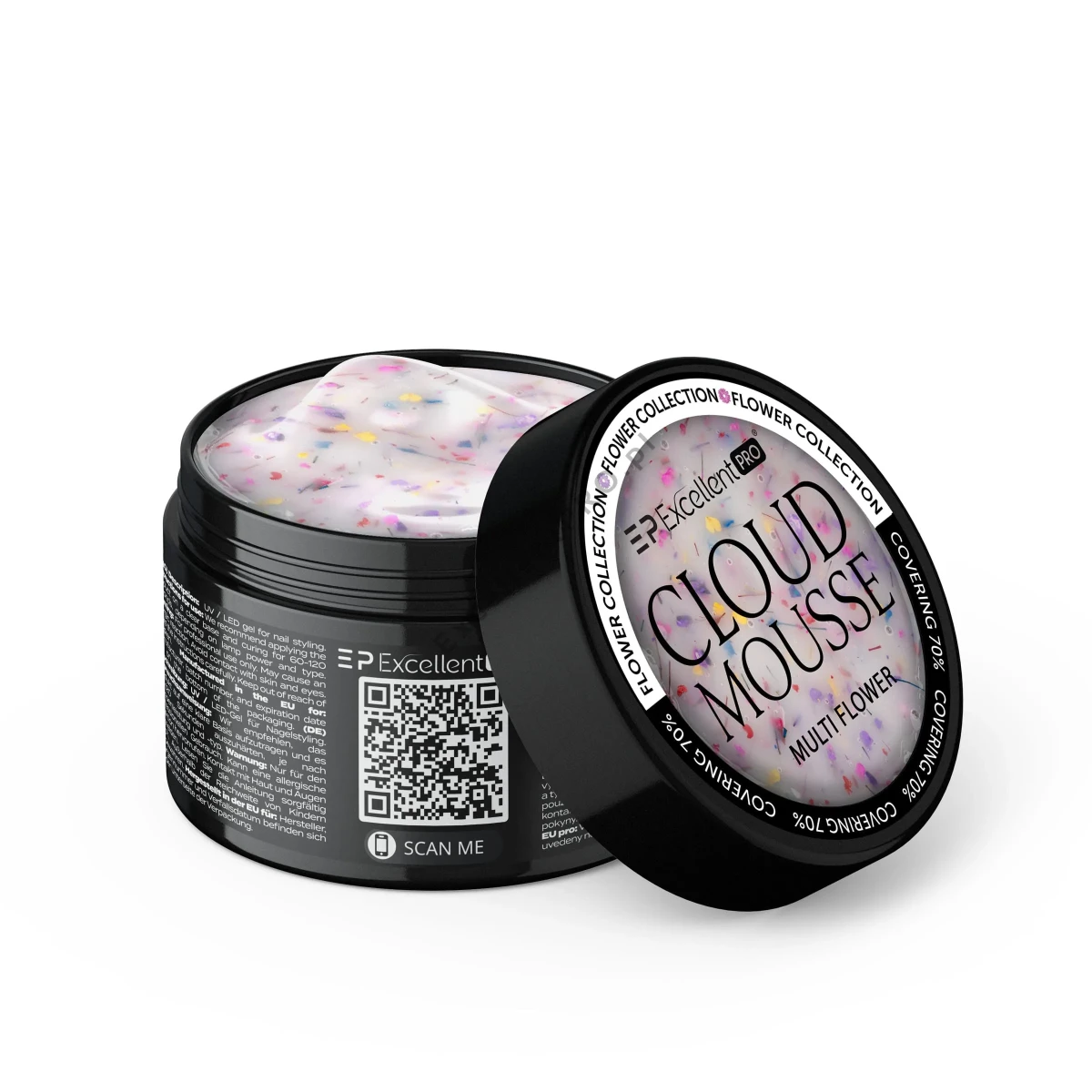 Excellent PRO Cloud Mousse Multi Flower 15g - budujacy zel mleczny z suszonymi kwiatkami, krycie 70%