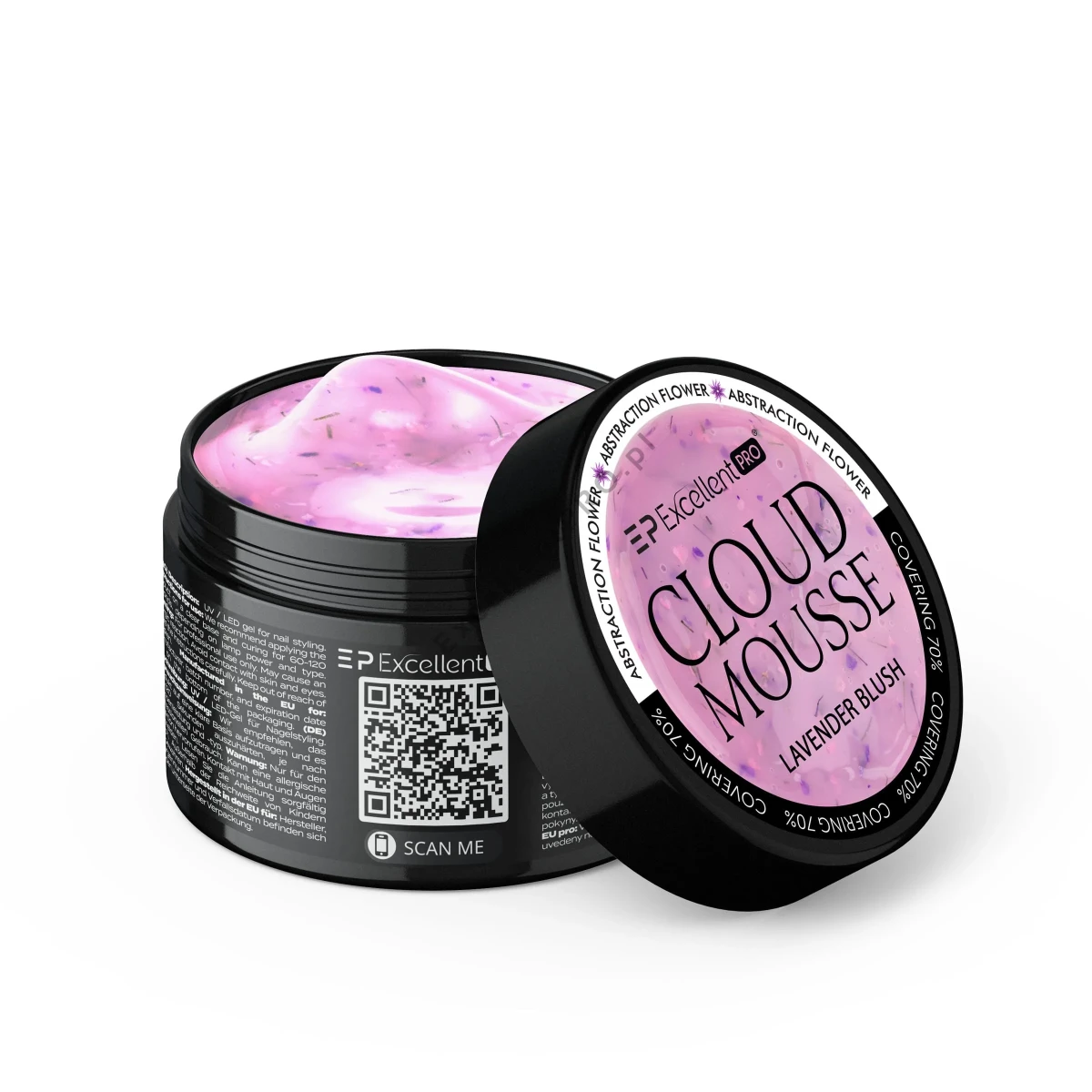 Excellent PRO Cloud Mousse Lavender Blush 15g - budujacy zel rozowo-fioletowy z suszonymi kwiatkami, krycie 70%