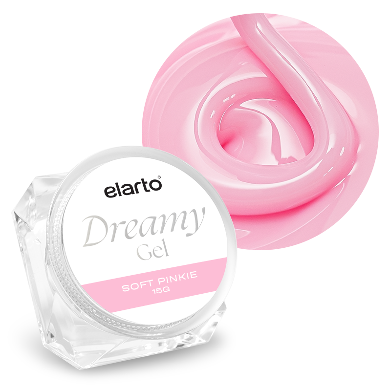 Elarto Dreamy Gel Soft Pinkie 15 g - żel budujący, delikatny róż o neutralnej tonacji