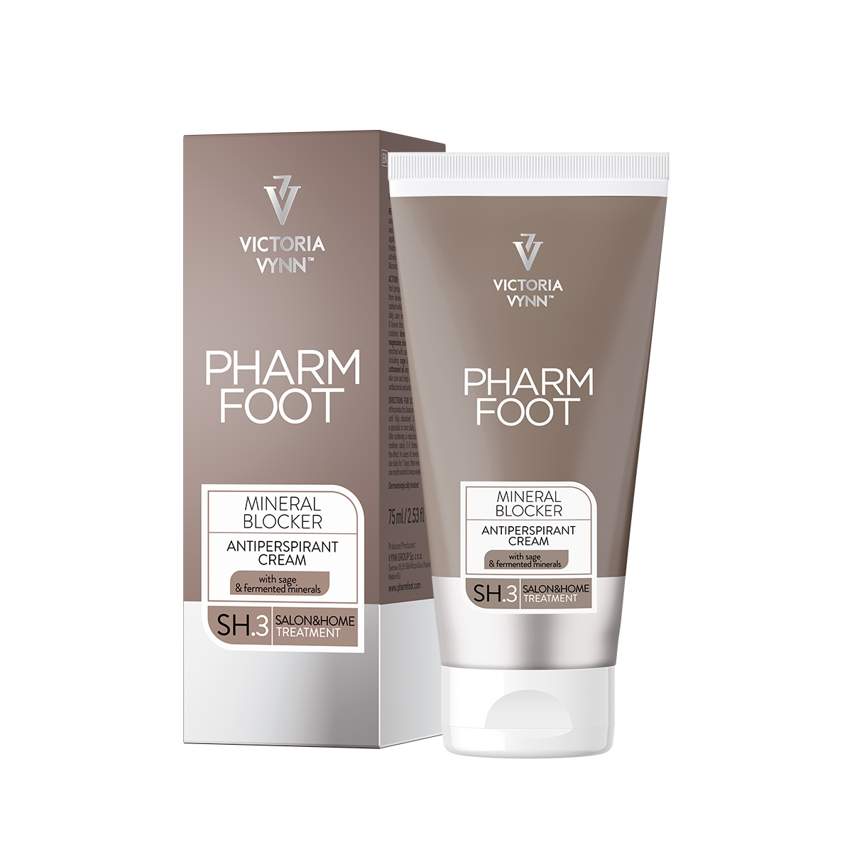 Pharm Foot Mineral Blocker 75 ml - opakowanie i tuba antyperspirantu w kremie z szałwią i fermentowanymi minerałami