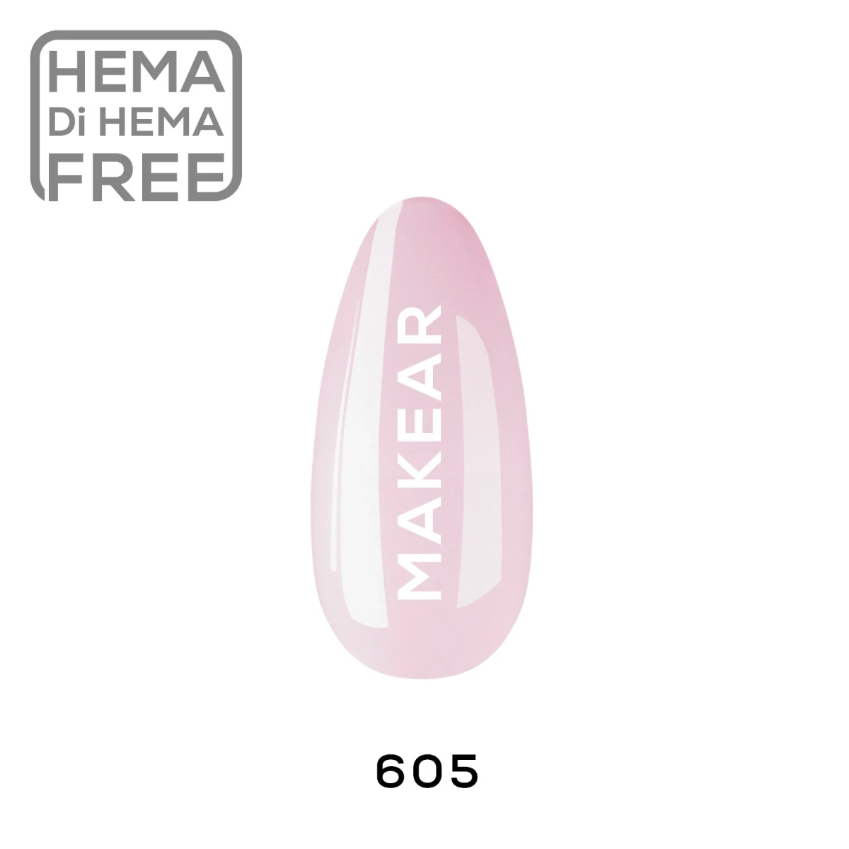 Makear 605 Milky French roz - swatch koloru na plytce, lakier hybrydowy 8 ml
