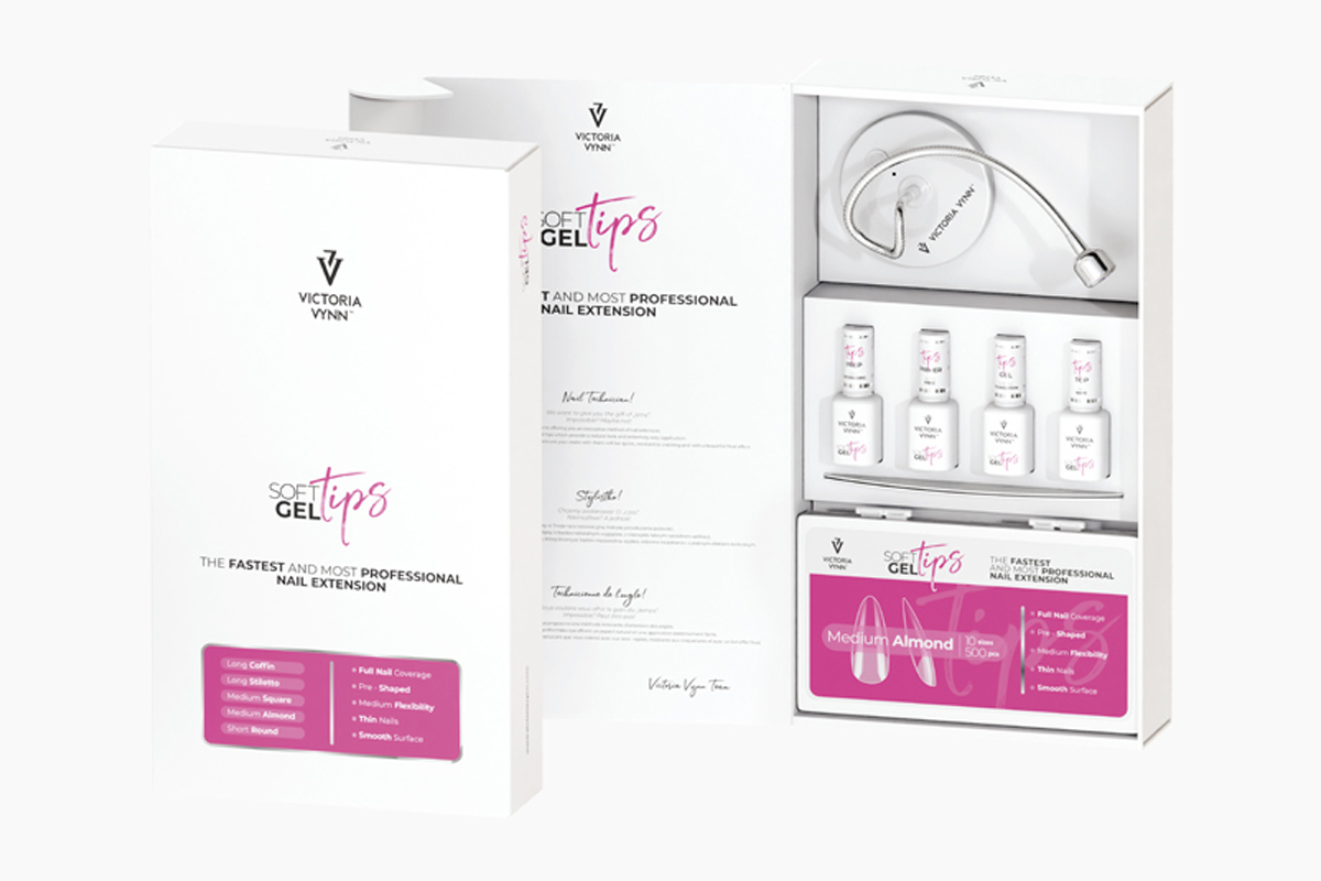 Victoria Vynn Soft Gel Tips Starter Kit, otwarte pudełko z kompletem zestawu